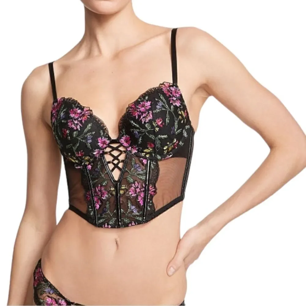 Victoria’s Secret VERY SEXY Shine Strap Lace Push-Up Corset Top in the Size 38D